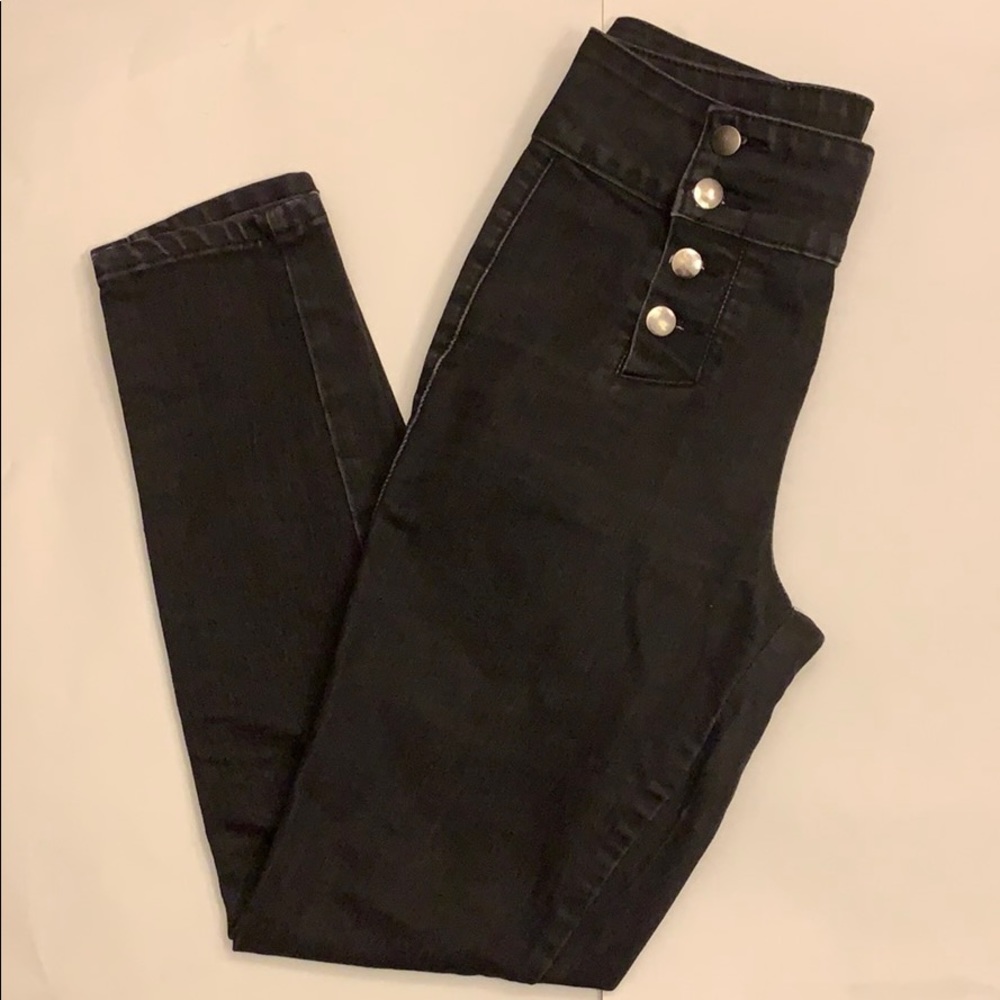 High waisted dark wash jeans